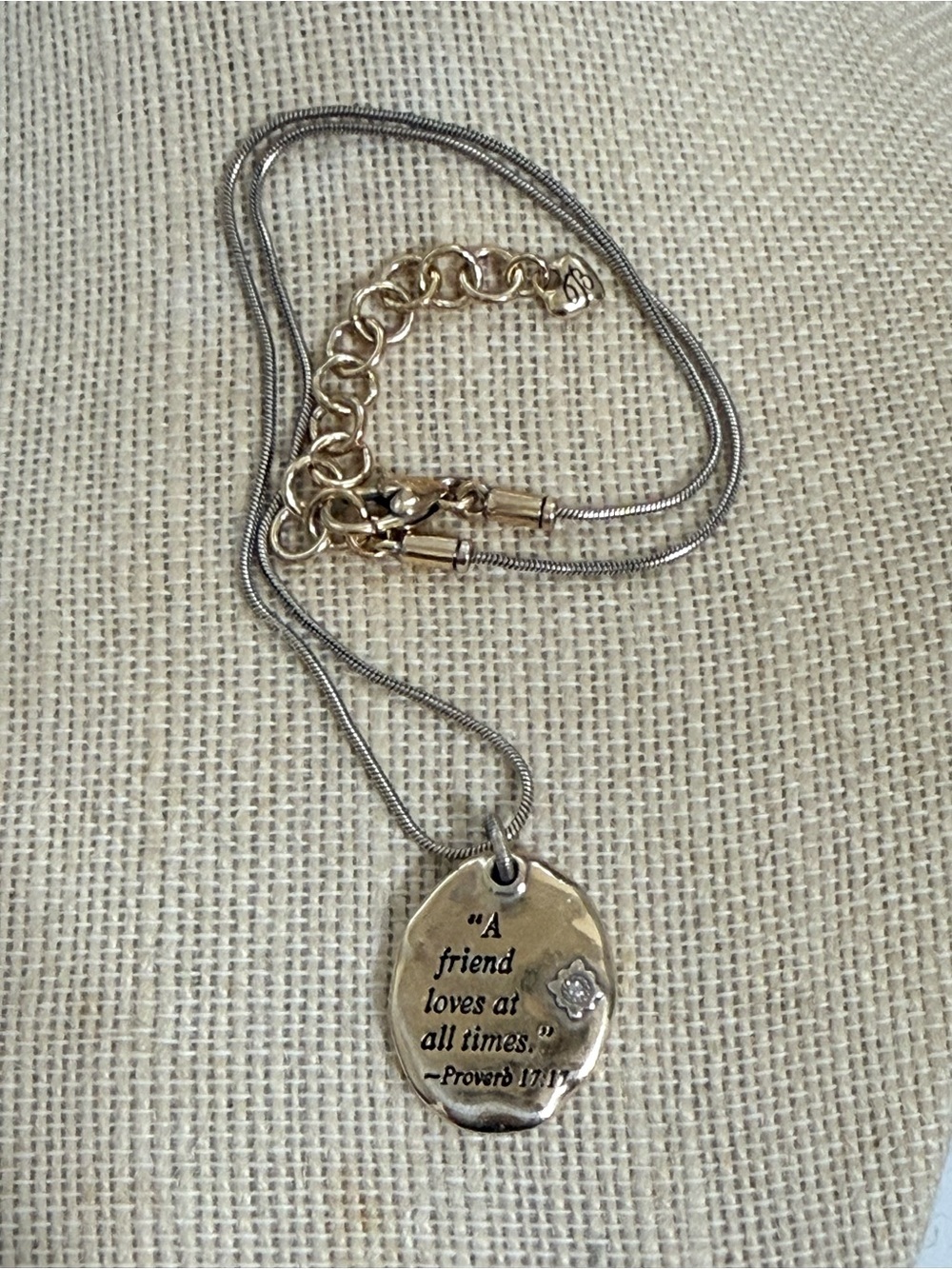 Brighton Footprints Friend Silver & Crystals Silver Reversible pendent Necklace